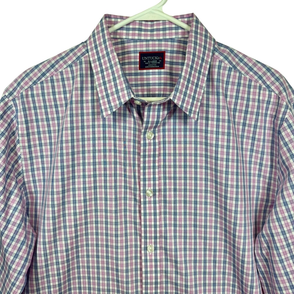 UNTUCKit Dolcetto Style Slim Fit Plaid Wrinkle Free Button Down Shirt Sz XL‎